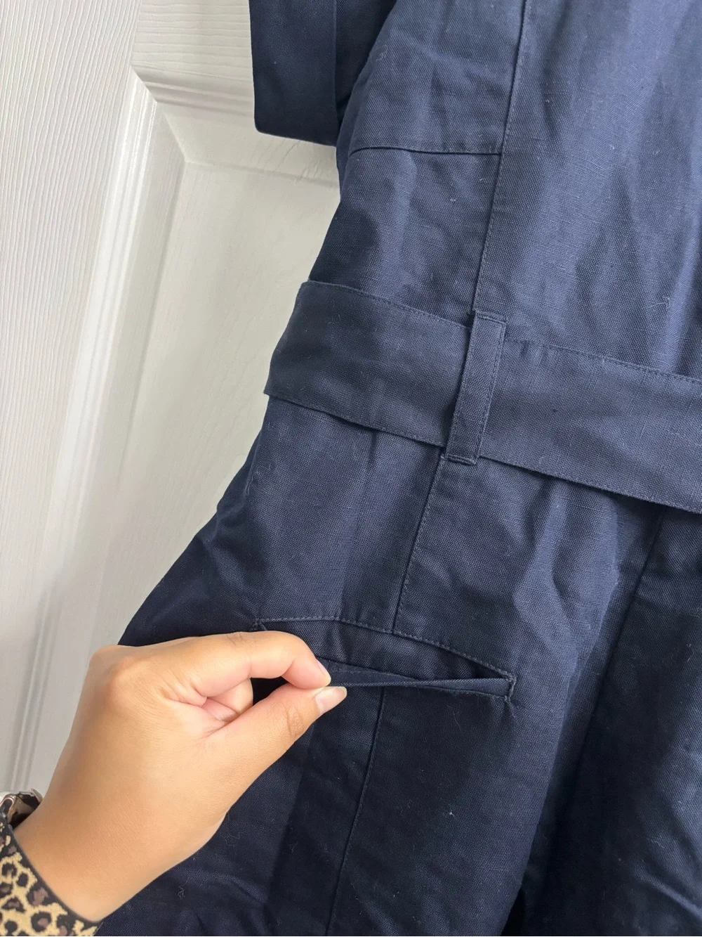 Banana Republic Workwear Jumpsuit Wide Leg Belted Navy Blue Small Zip Linen NWT